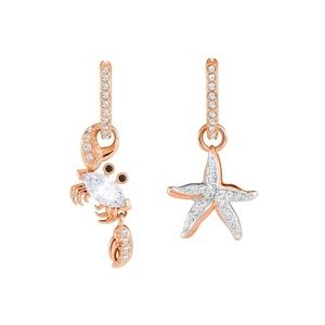 SWAROVSKI Ocean Crab White Rose Gold Plating Pierced Earrings
